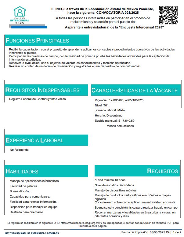 CONVOCATORIA 021/2025